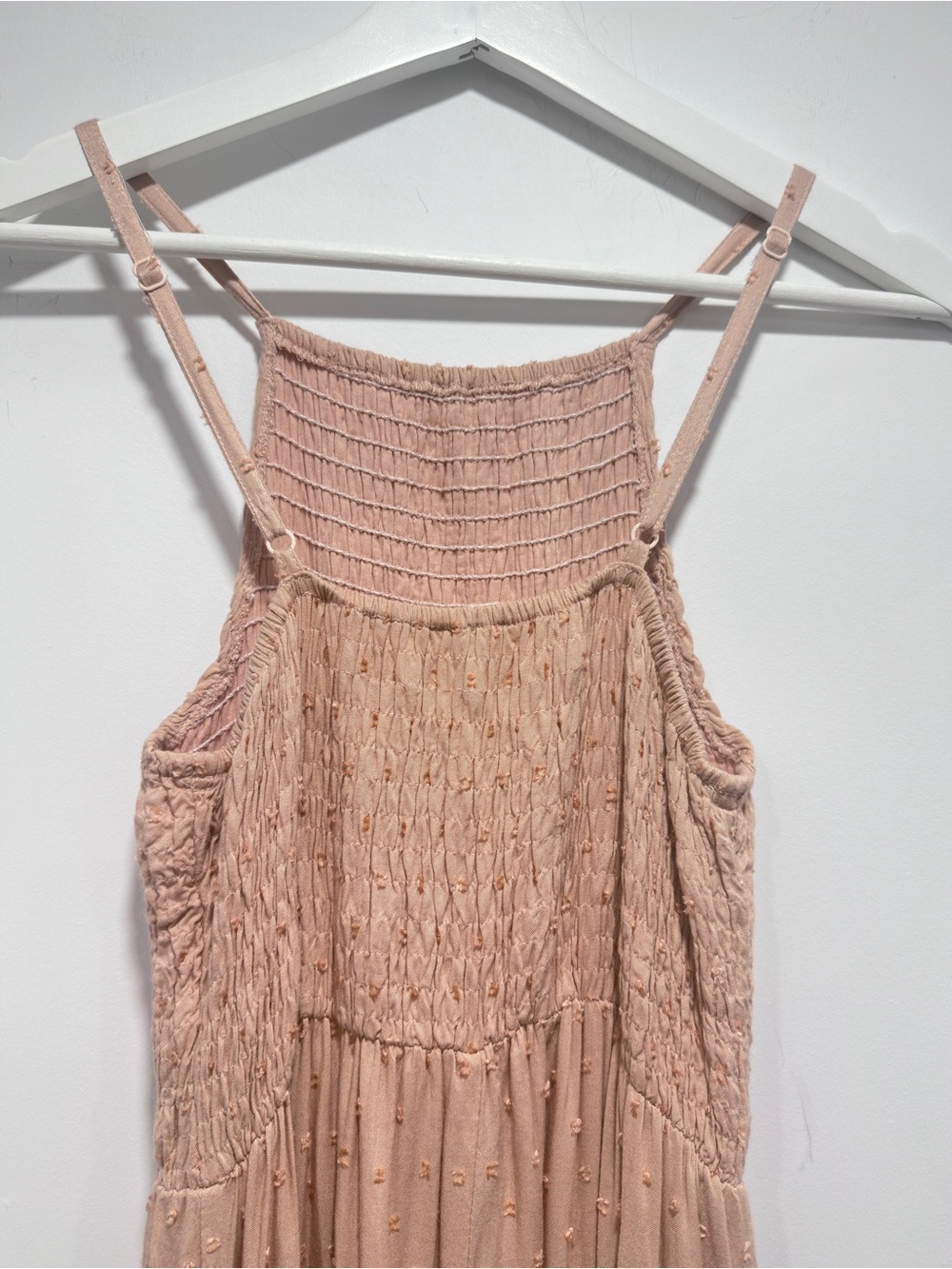 Sim & Sam Dusty Pink Swiss Dot Smocked Tiered Maxi Dress Size S⁠ - Picture 5 of 9